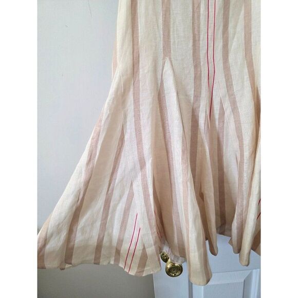 ALEXIS Dimma Sleeveless Linen Mini Dress in Heather Beige Stripe Size L - Picture 2 of 10